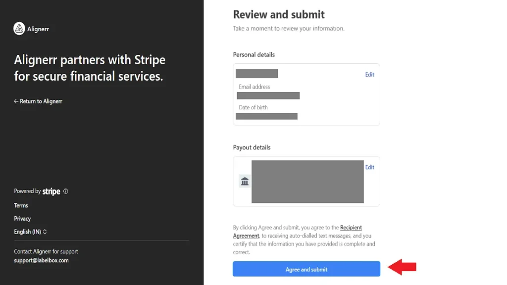 Alignerr Payment Methods: From Deel to PayPal And Stripe 8 Review all the entered information