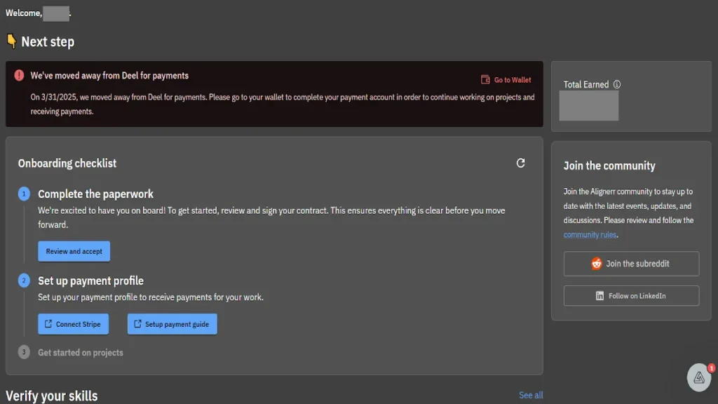 Alignerr Payment Methods: From Deel to PayPal And Stripe 1 alignerr onboarding checklist