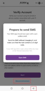 pi network phone number verification step 5